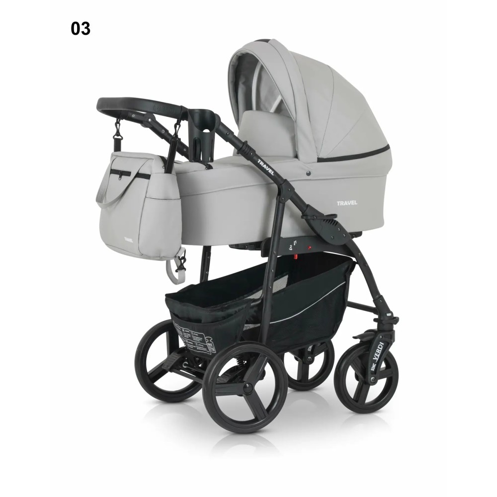Verdi Travel - универсальная детская коляска 3 в 1 с большими колесами для путешевствий • Light Grey