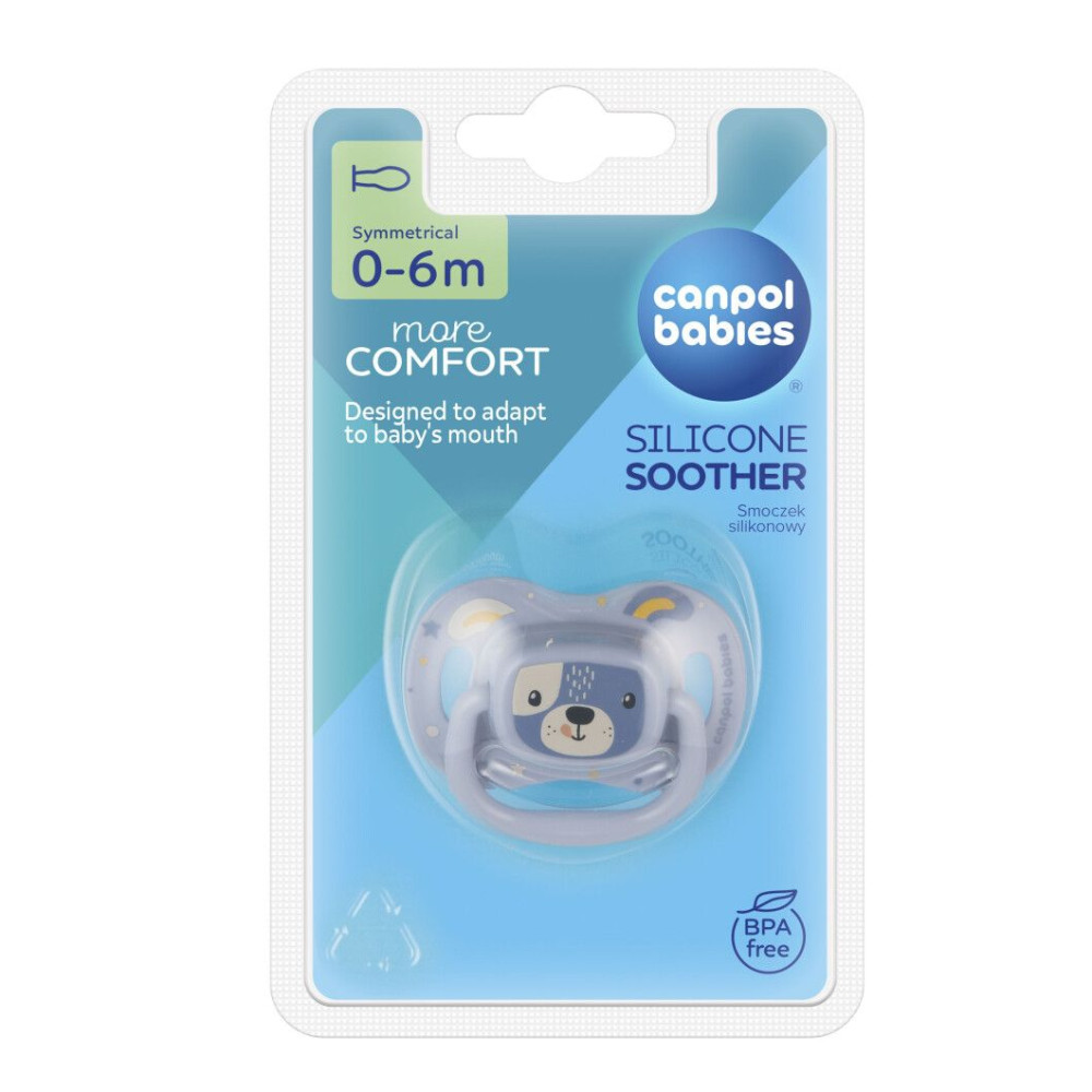 Пустушка Canpol babies CUTE ANIMALS силіконова симетрична 0-6 міс Блакитний (34/924_blu)