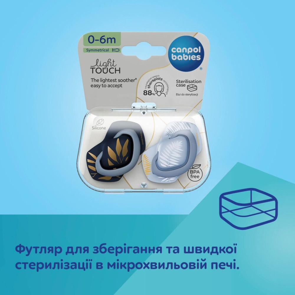 Пустышка Canpol babies Gold силиконовая симметричная 6-18 мес Голубая 2 шт (22/665_blu)