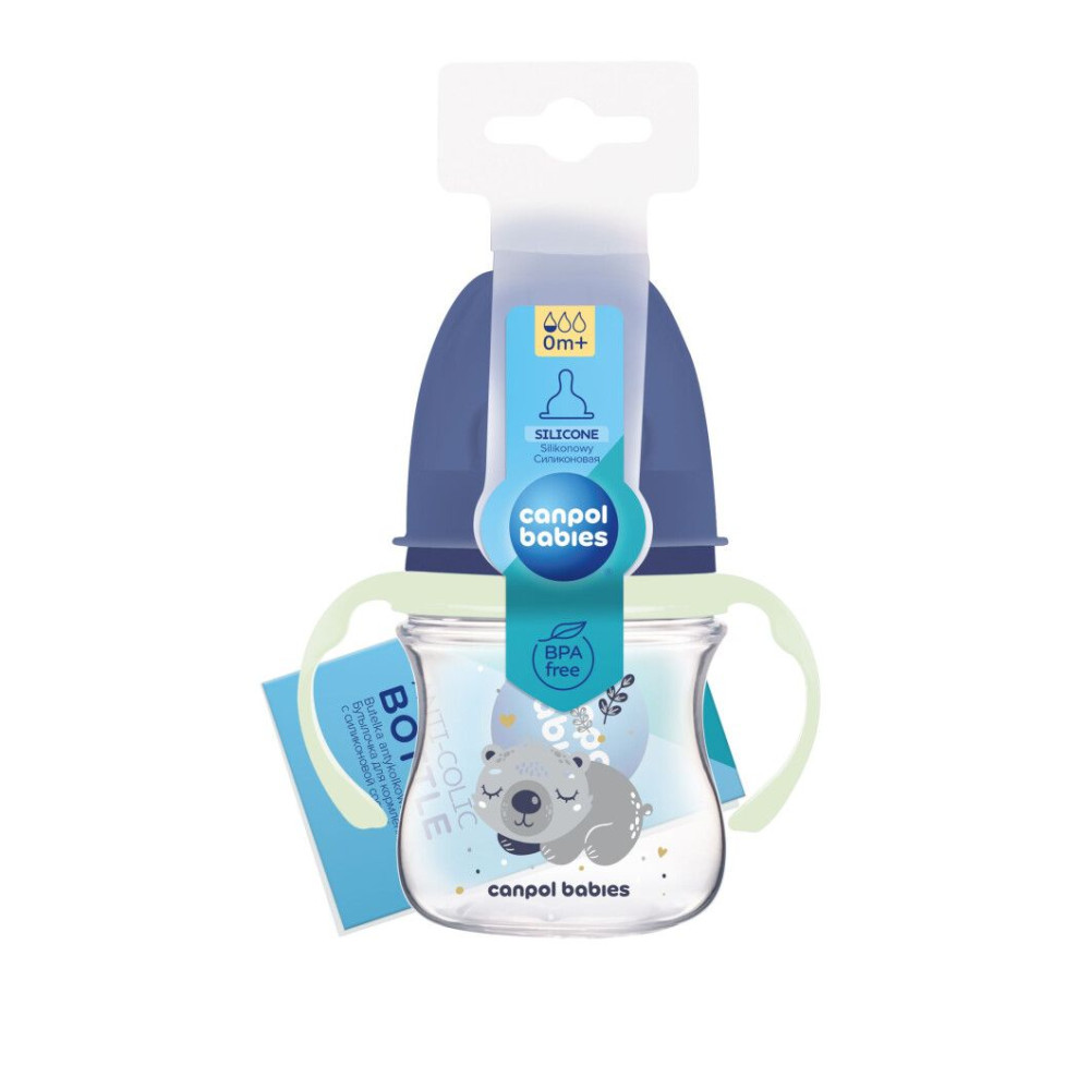 Пляшка антиколікова Canpol babies з широким отвором 120 мл Easystart Sleepy Koala блакитна (35/236_blu) Пляшка антиколікова Canpol babies з широким отвором 120 мл Easystart Sleepy Koala блакитна (35/236_blu)