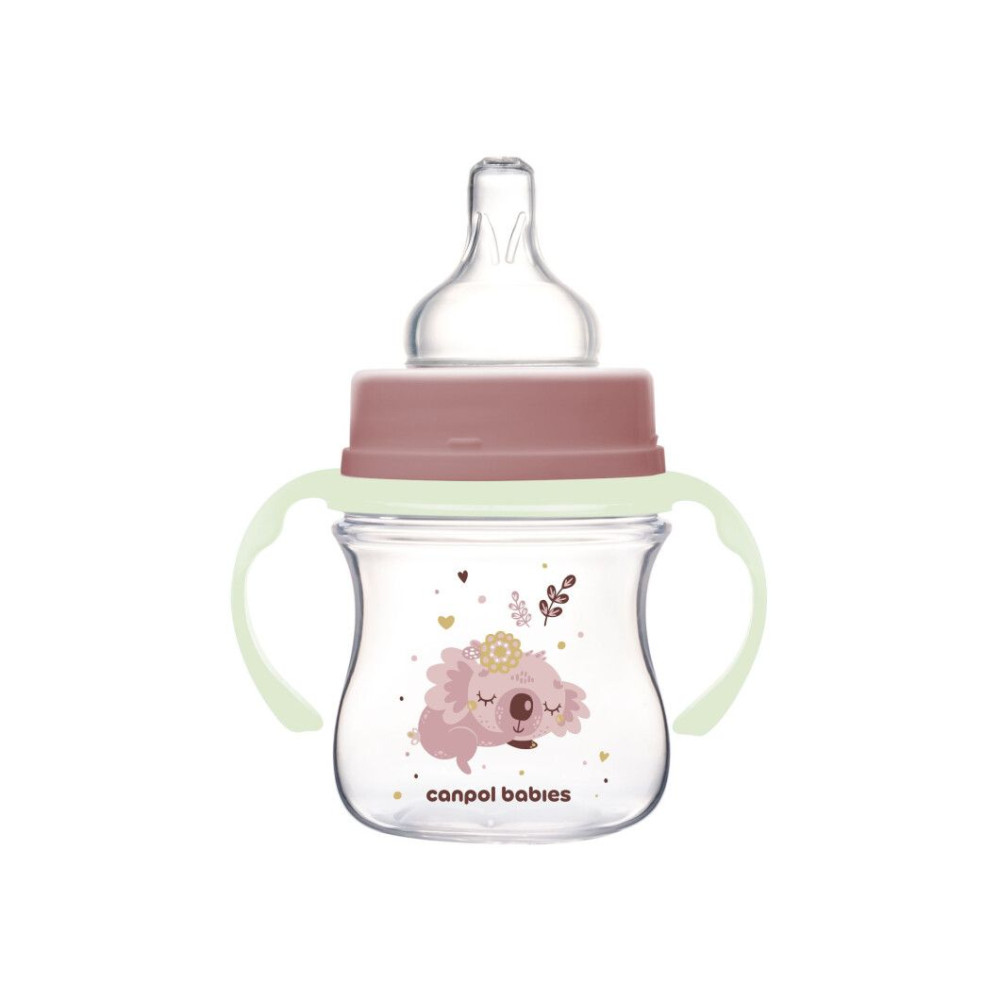 Пляшка антиколікова Canpol babies з широким отвором 120 мл Easystart Sleepy Koala рожева ( 35/236_pin)