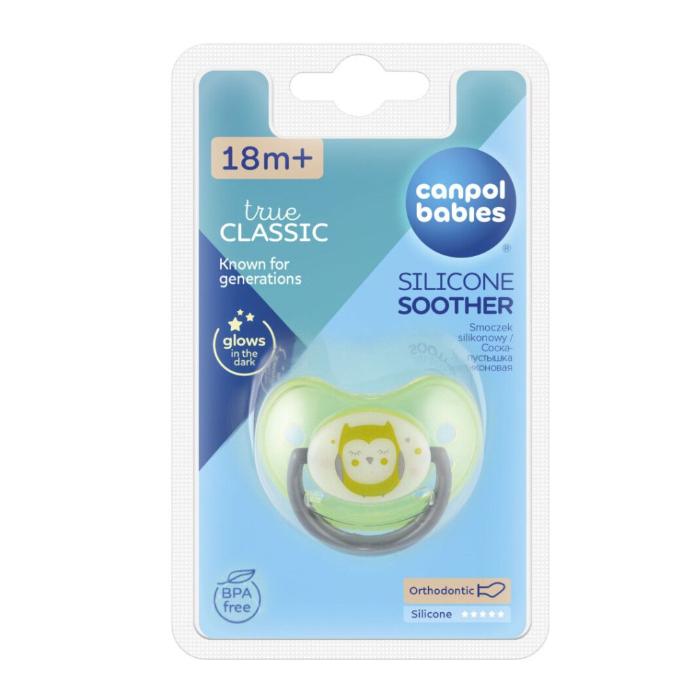 Силиконовая анатомическая соска Canpol babies для детей от 18 месяцев Night dreams, цвет в ассортименте (22/502)