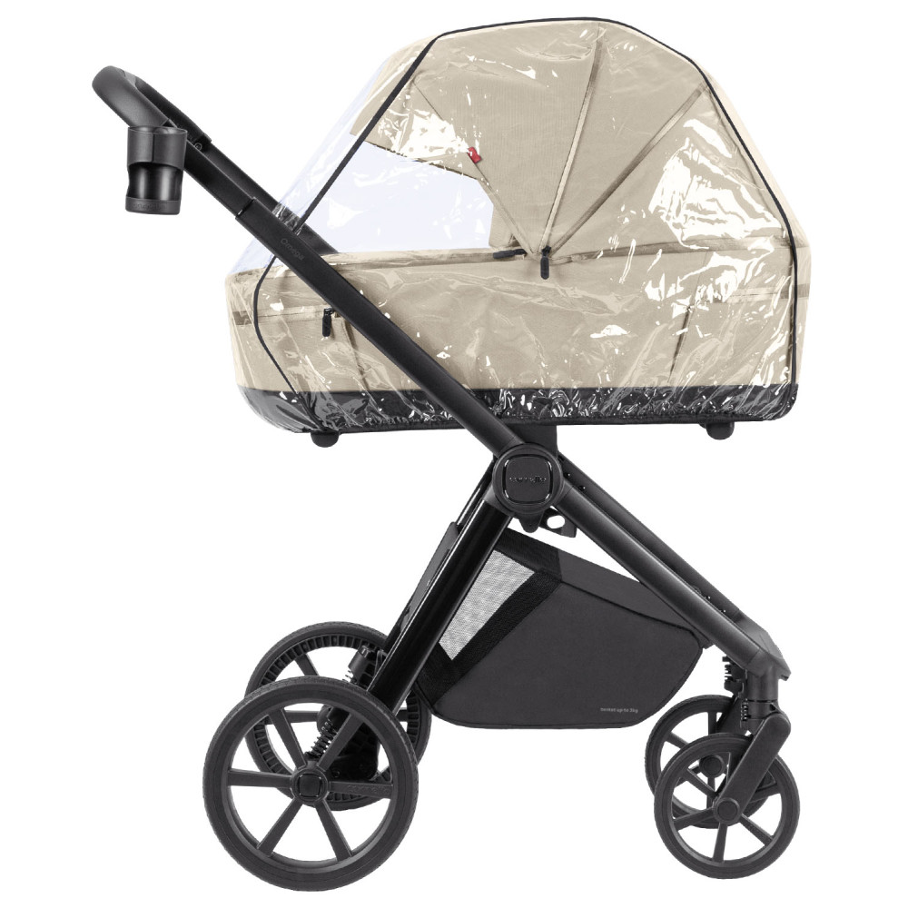 Carrello Omega Plus CRL-6540/1 - дитяча коляска 2 в 1, всесезонний візочок з ліхтариком LED, термолюлька, регулювання люльки по висоті, великі колеса, телескопічна ручка • Solar Beige