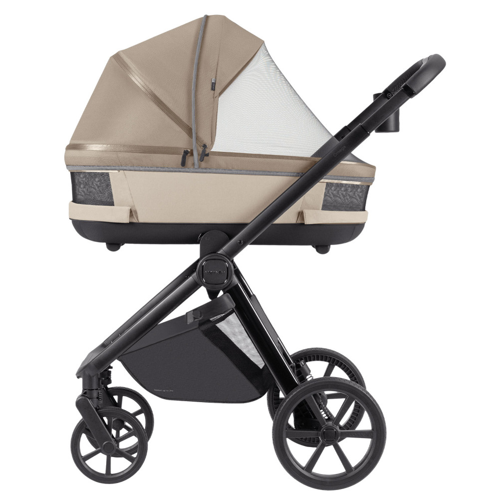 Carrello Omega Plus CRL-6540/1 - дитяча коляска 2 в 1, всесезонний візочок з ліхтариком LED, термолюлька, регулювання люльки по висоті, великі колеса, телескопічна ручка • Solar Beige