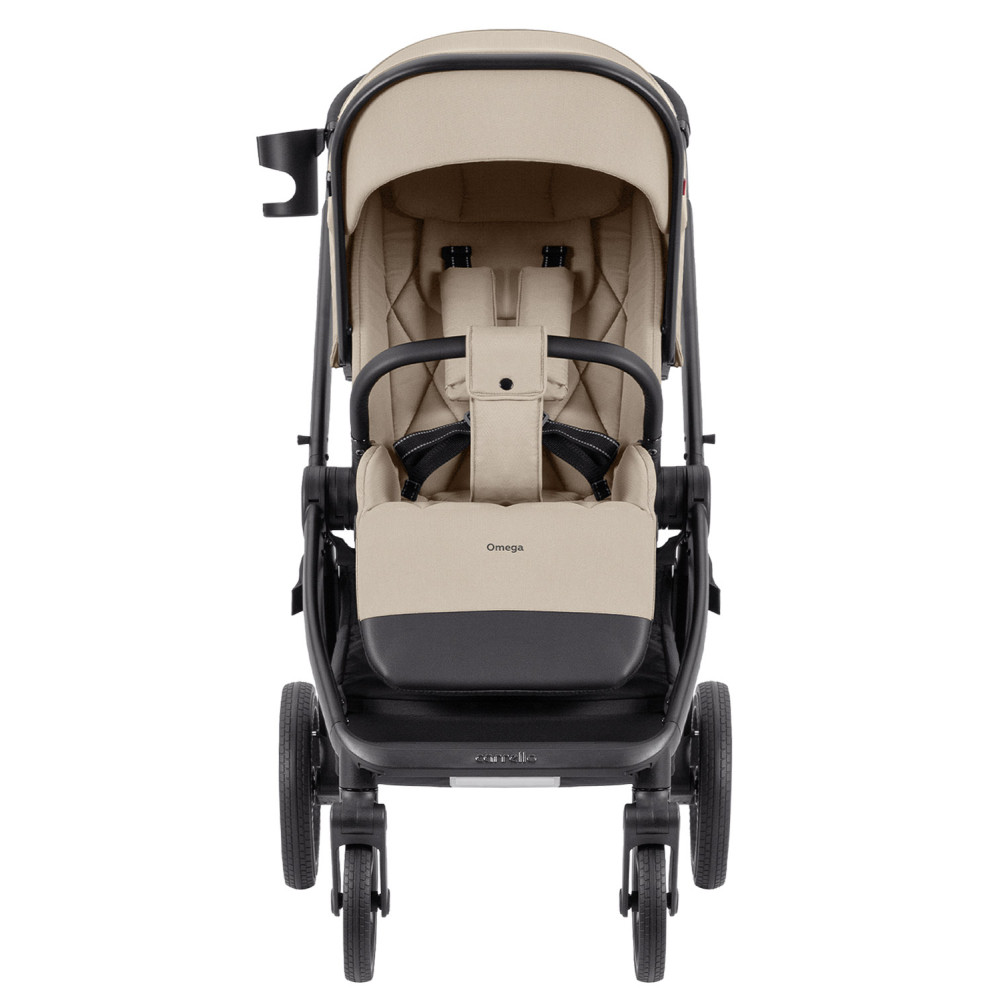 Carrello Omega Plus CRL-6540/1 - дитяча коляска 2 в 1, всесезонний візочок з ліхтариком LED, термолюлька, регулювання люльки по висоті, великі колеса, телескопічна ручка • Solar Beige