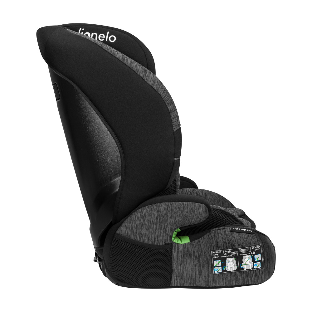 Lionelo Levi One I-Size - автокресло для детей (от 2 до 12 лет / 76 - 150 см), трансформируется в бустер • Black Grey