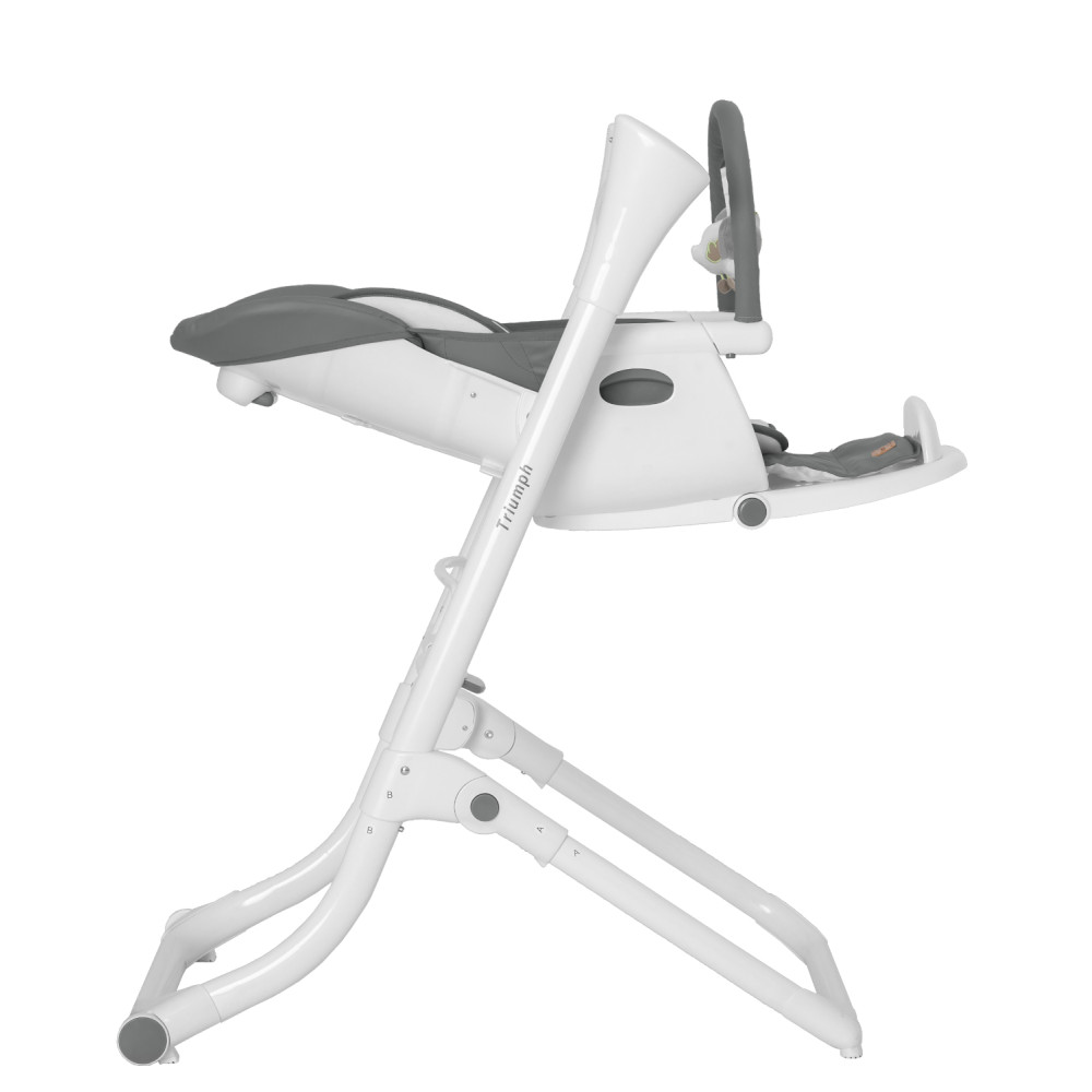 Carrello Triumph CRL-10302 - стільчик для годування з сенсорною панеллю, шезлонг, гойдалка з автоматичним безшумним рухом (живлення від мережі та батарейок, пульт ДК, таймер, 2 колеса) • Palette Grey