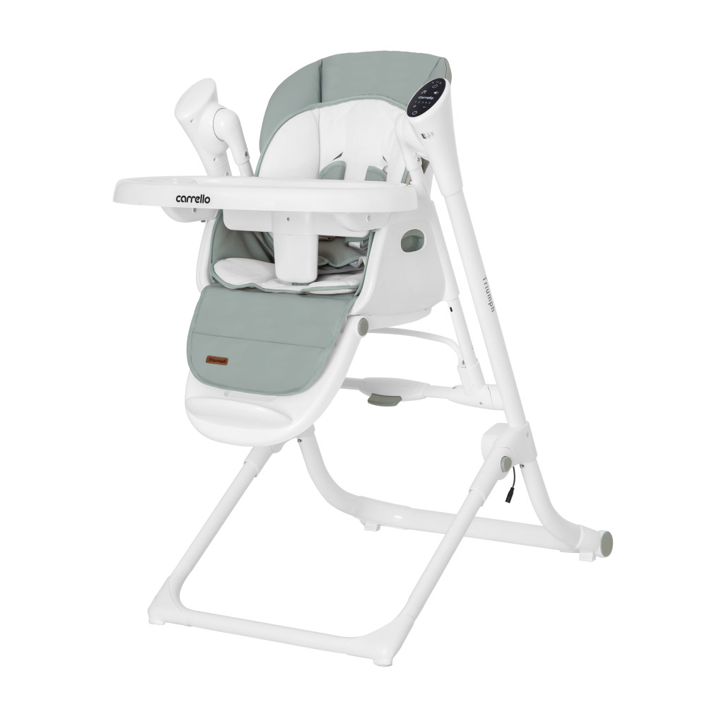 Carrello Triumph CRL-10302 - стульчик для кормления с сенсорной панелью, шезлонг, качели с автоматическим бесшумным движением (питание от сети и батареек, пульт ДУ, таймер, 2 колеса) • Olive Green