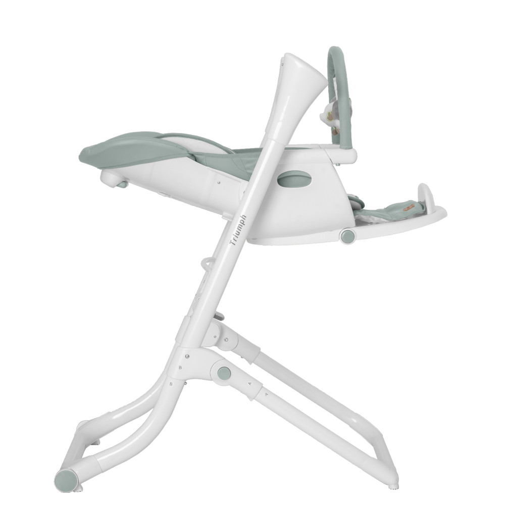 Carrello Triumph CRL-10302 - стульчик для кормления с сенсорной панелью, шезлонг, качели с автоматическим бесшумным движением (питание от сети и батареек, пульт ДУ, таймер, 2 колеса) • Olive Green