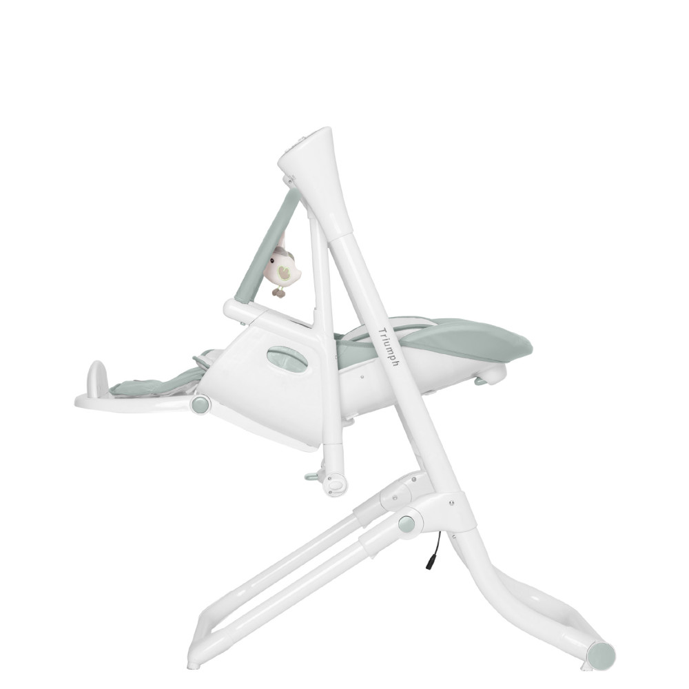 Carrello Triumph CRL-10302 - стульчик для кормления с сенсорной панелью, шезлонг, качели с автоматическим бесшумным движением (питание от сети и батареек, пульт ДУ, таймер, 2 колеса) • Olive Green