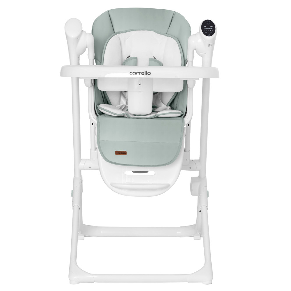 Carrello Triumph CRL-10302 - стульчик для кормления с сенсорной панелью, шезлонг, качели с автоматическим бесшумным движением (питание от сети и батареек, пульт ДУ, таймер, 2 колеса) • Olive Green