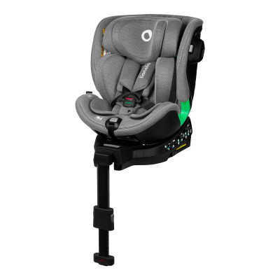 Lionelo Harmony i-Size - поворотное автокресло для детей (от рождения до 12 лет / 40 - 150 см), с боковой защитой и сигнализацией BuckleAlarm • Grey Concrete Bamboo