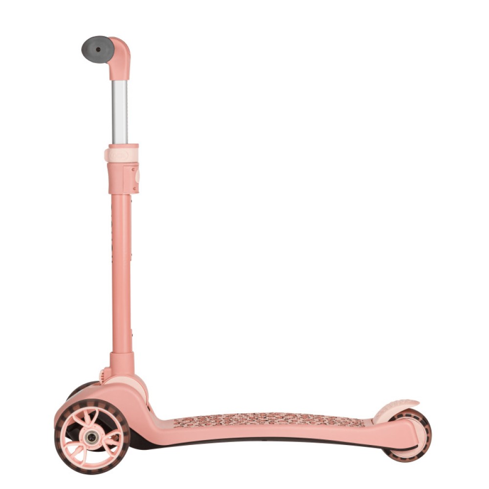 Lionelo Franky - детский самокат 2 в 1 со съемным сиденьем, корзиной для мелочей, большие колеса с подсветкой • Pink Rose