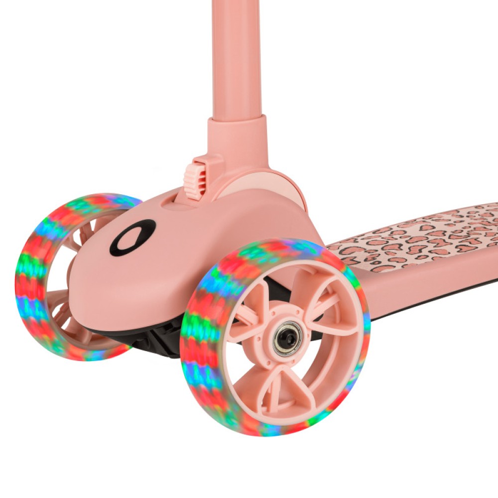 Lionelo Franky - детский самокат 2 в 1 со съемным сиденьем, корзиной для мелочей, большие колеса с подсветкой • Pink Rose