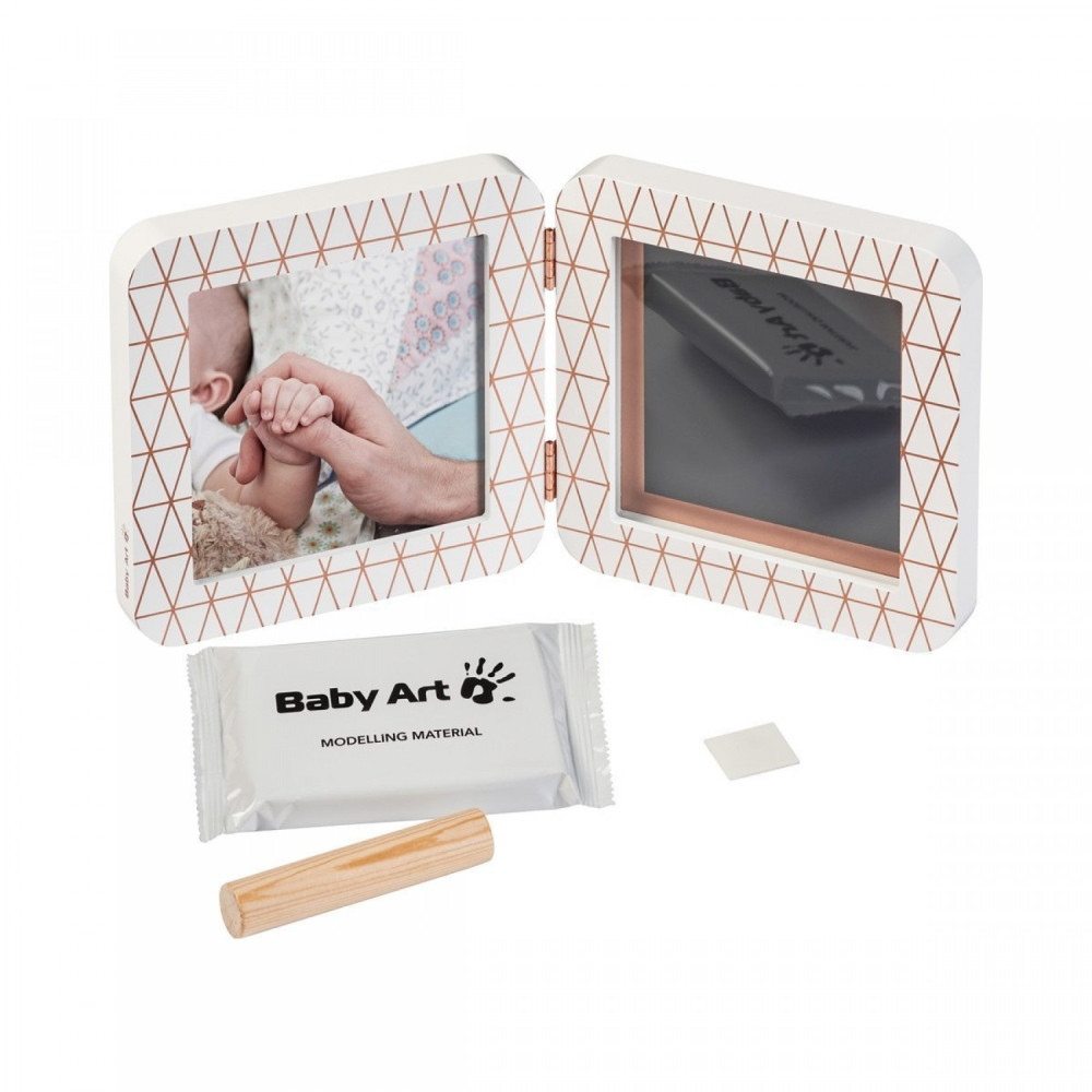 Набір для створення відбитка Baby Art Подвійна рамка мідно-біла (3601092400)