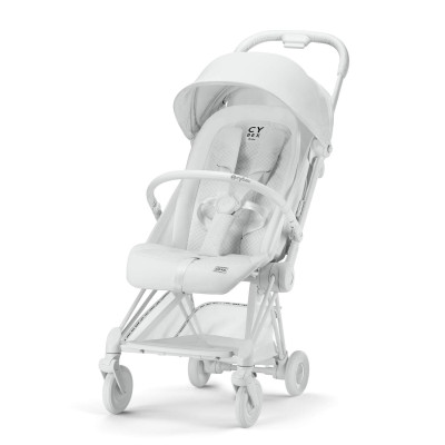 Cybex Coya - легкая прогулочная коляска для путешествий, ультракомпактная коляска премиум (ручная кладь), черная рама • Urban Mobility White (Fashion Collections) 