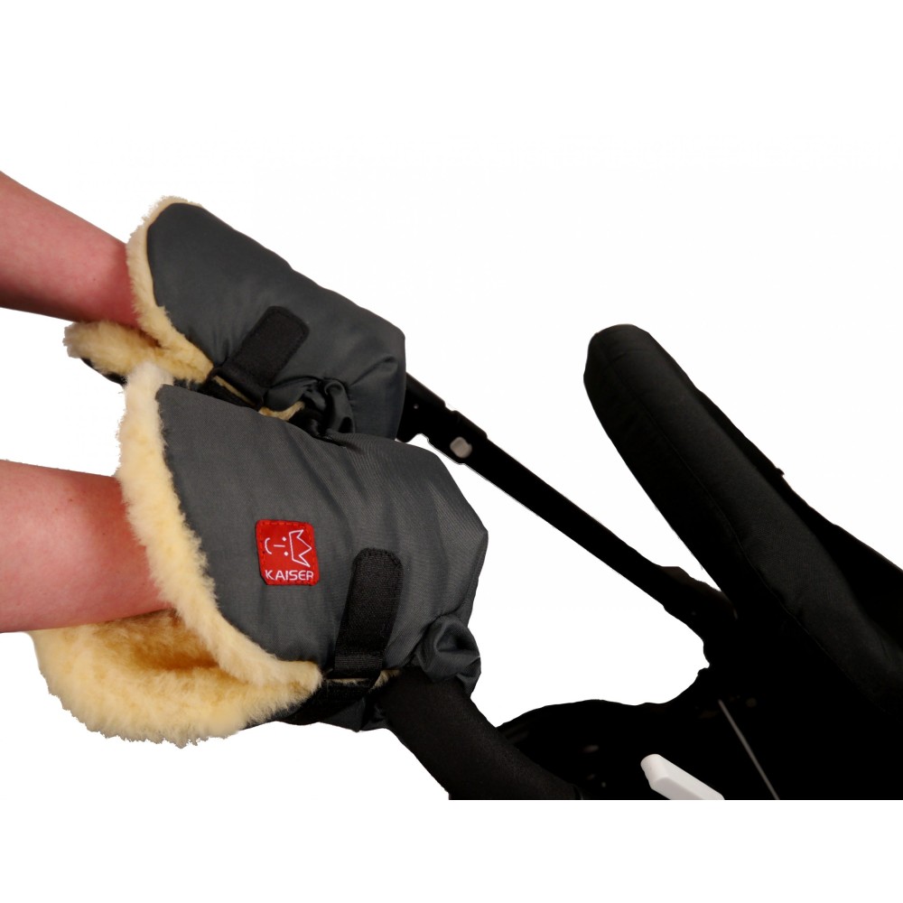 Перчатки на коляску Kaiser Twooly из натуральной овчине, антрацит меланж (6573424)