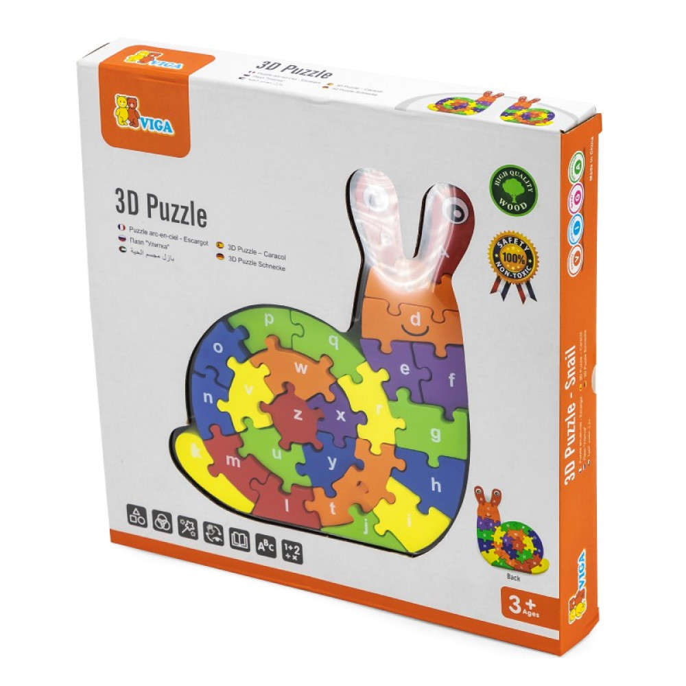 Розвиваючий дерев'яний пазл Viga Toys Равлик (55252)