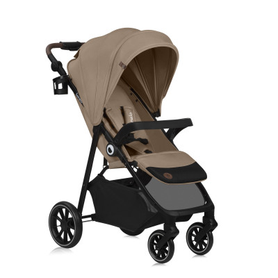 Lionelo Emma One - прогулочная коляска, легкая и маневренная, большие колеса • Beige Sand