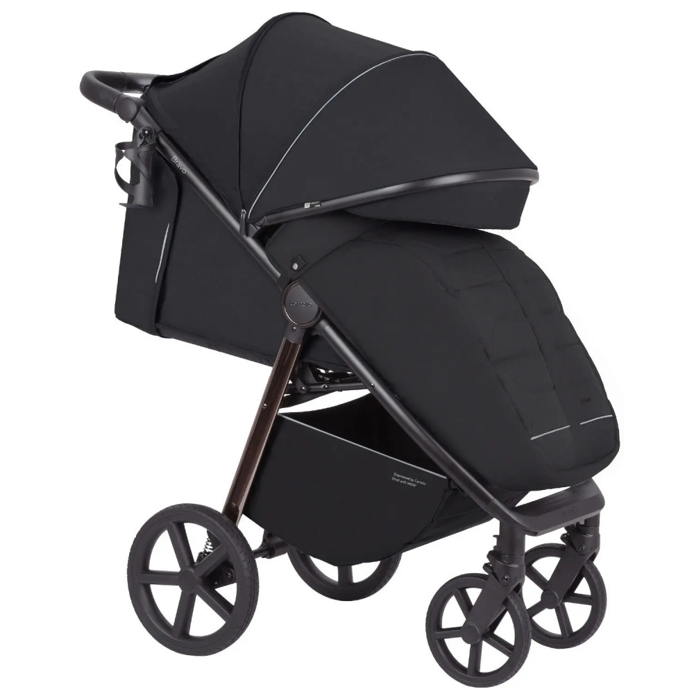Carrello Bravo Plus CRL-5515 - всесезонная прогулочная коляска с большими колесами • Jet Black