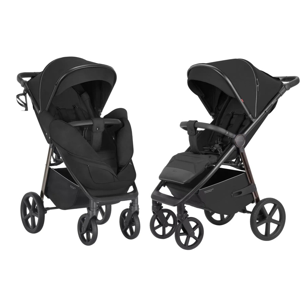 Carrello Bravo Plus CRL-5515 - всесезонная прогулочная коляска с большими колесами • Jet Black