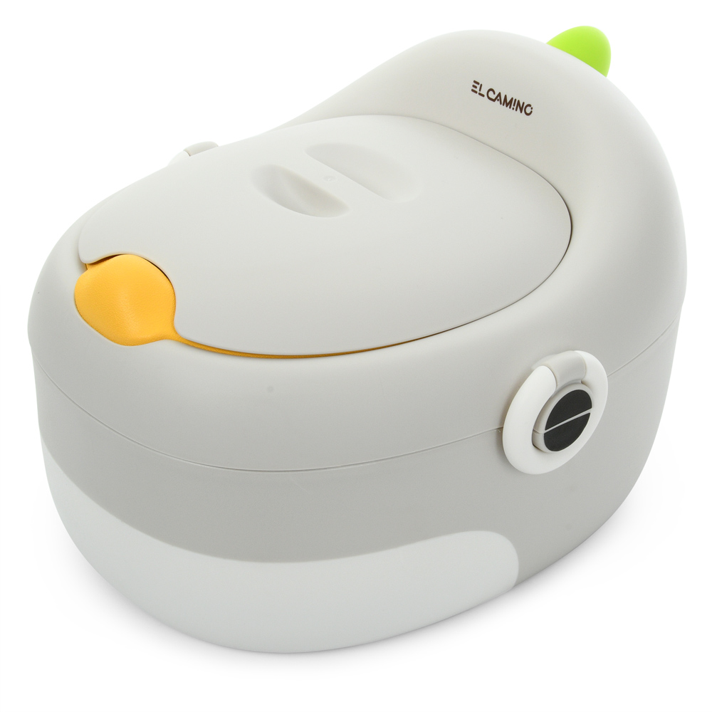 El Camino Multi Potty ME 1142 - детский горшок с мягкой накладкой, щеткой для очистки, крышкой, съемным контейнером и подставкой для ног • Gray