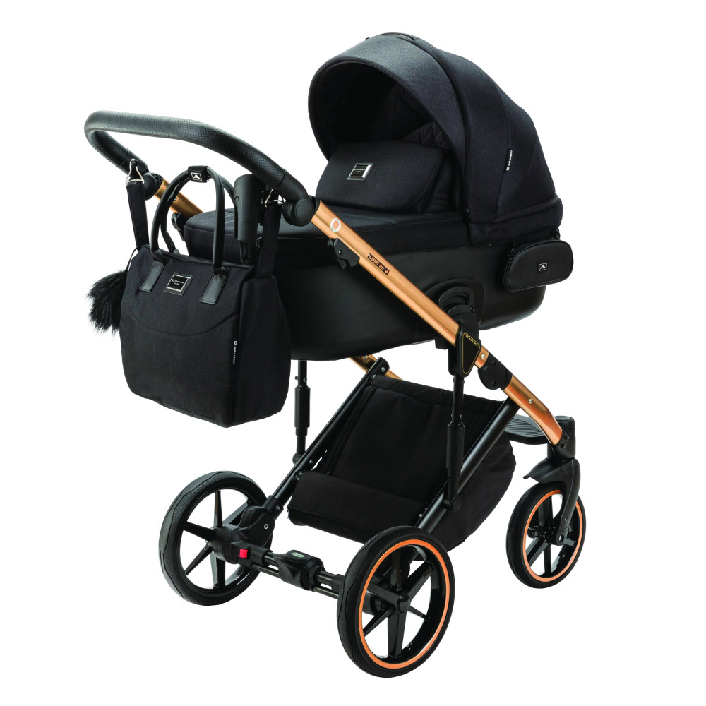 Коляска 2 в 1 Adamex Lumi PS-571 черный+рама медь (PS5710000)