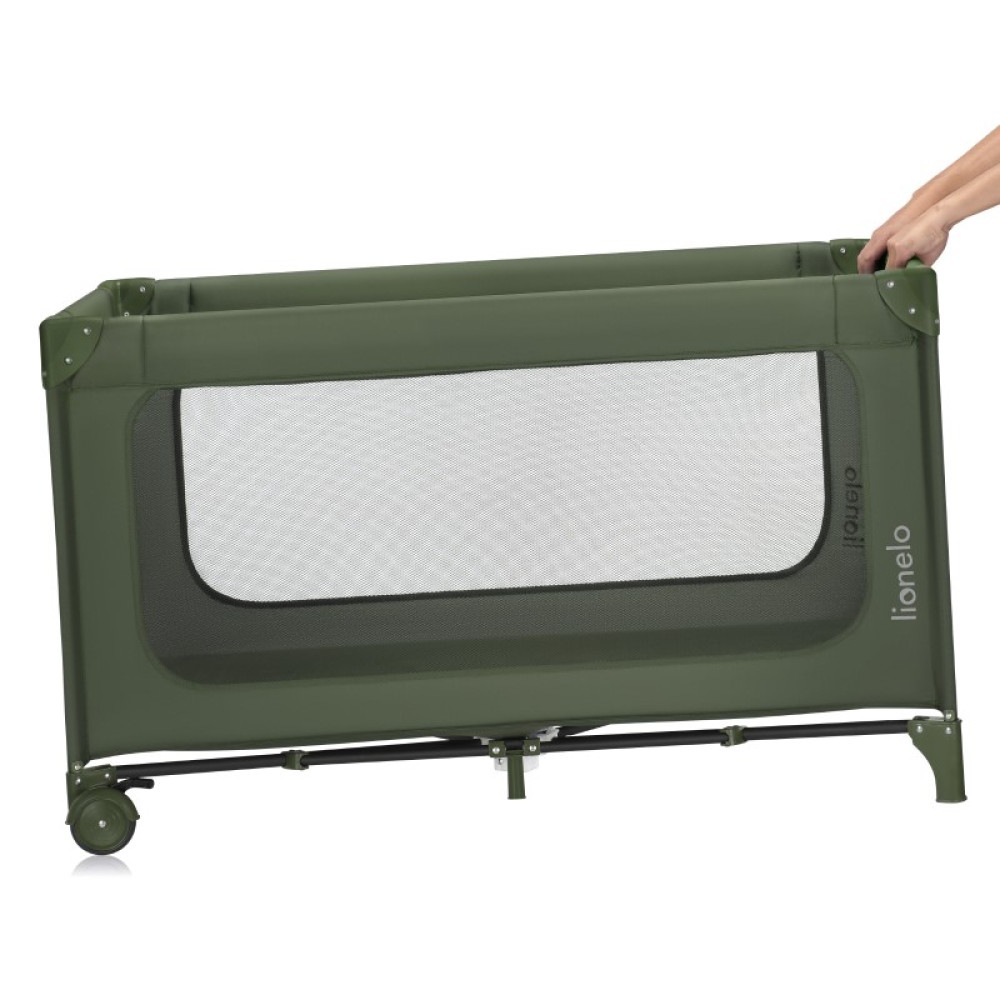 Lionelo Jasmin Easy Fold - дитячий манеж-ліжечко 2 в 1 • Green Olive Lionelo Jasmin Easy Fold - дитячий манеж-ліжечко 2 в 1 • Green Olive