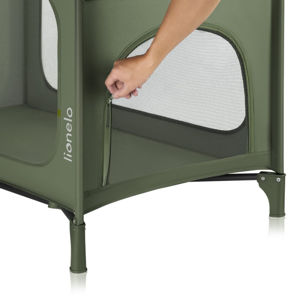 Lionelo Jasmin Easy Fold - дитячий манеж-ліжечко 2 в 1 • Green Olive Lionelo Jasmin Easy Fold - дитячий манеж-ліжечко 2 в 1 • Green Olive