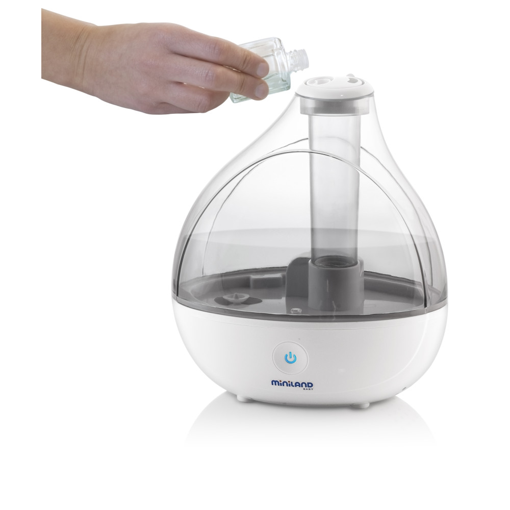 Miniland Humidrop 1.5 L - зволожувач повітря з функцією ароматерапії, нічне підсвічування, площа приміщення до 15м², безшумний  • White