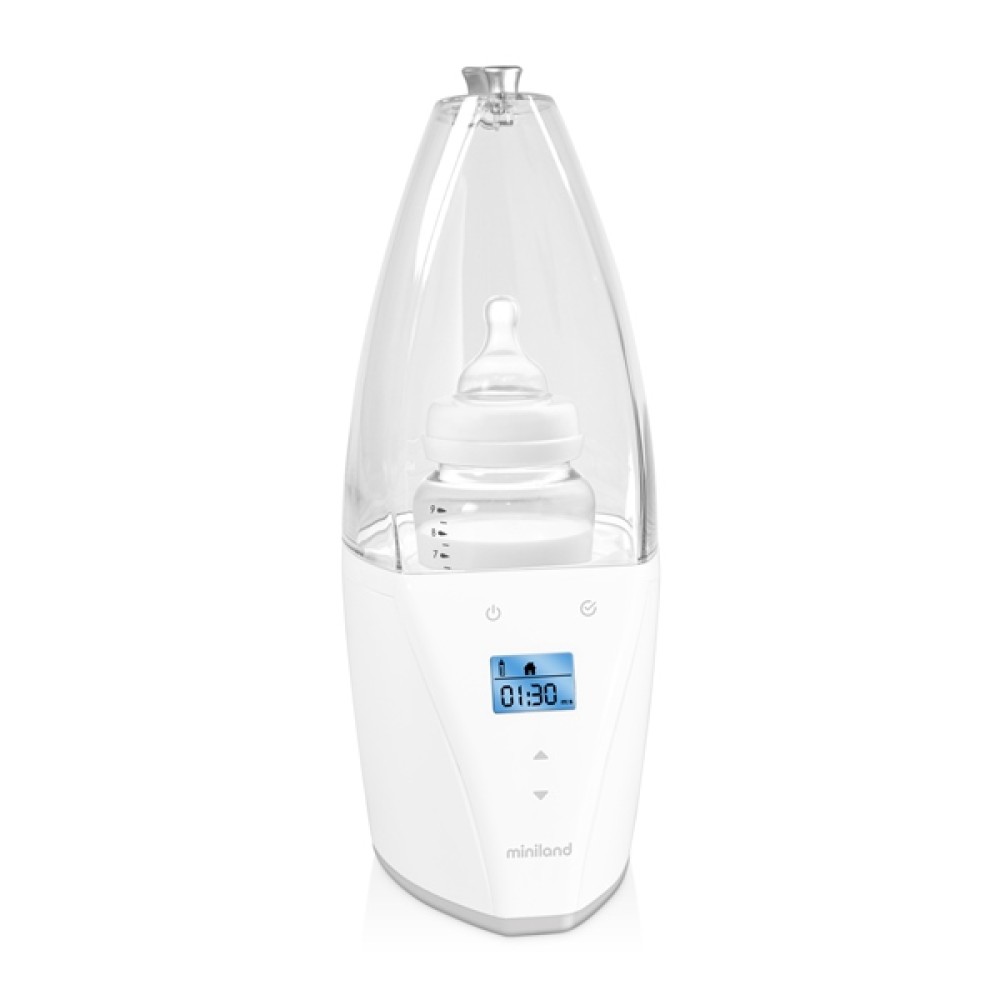 Miniland Warmy Advanced - підігрівач-стерилізатор для дому та авто, функція відкладеного старту, світлова та звукова індикація, дисплей • White