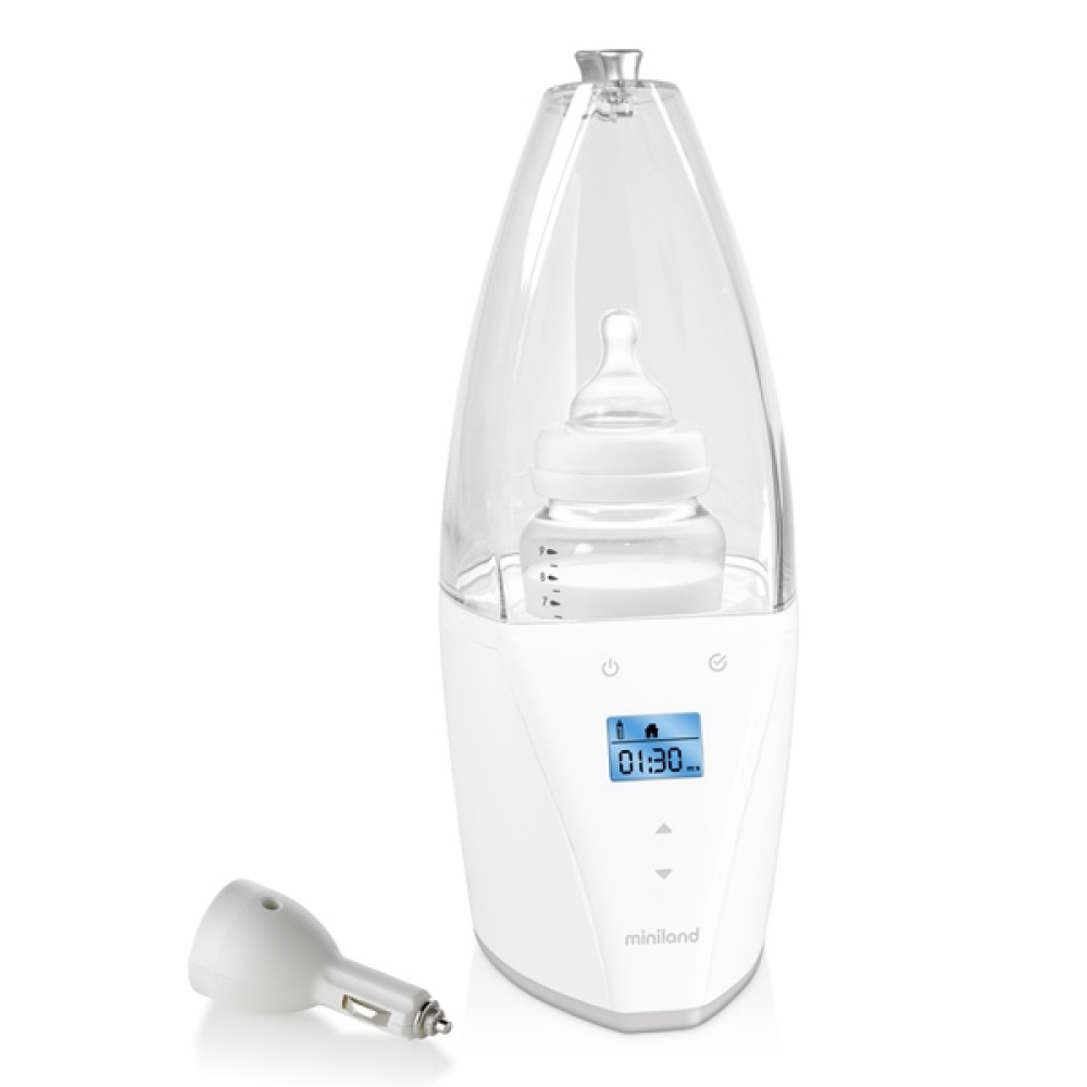 Miniland Warmy Advanced - підігрівач-стерилізатор для дому та авто, функція відкладеного старту, світлова та звукова індикація, дисплей • White