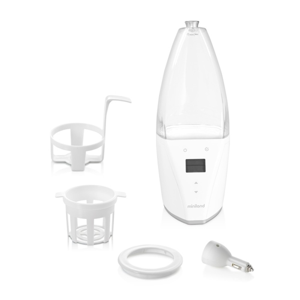Miniland Warmy Advanced - підігрівач-стерилізатор для дому та авто, функція відкладеного старту, світлова та звукова індикація, дисплей • White