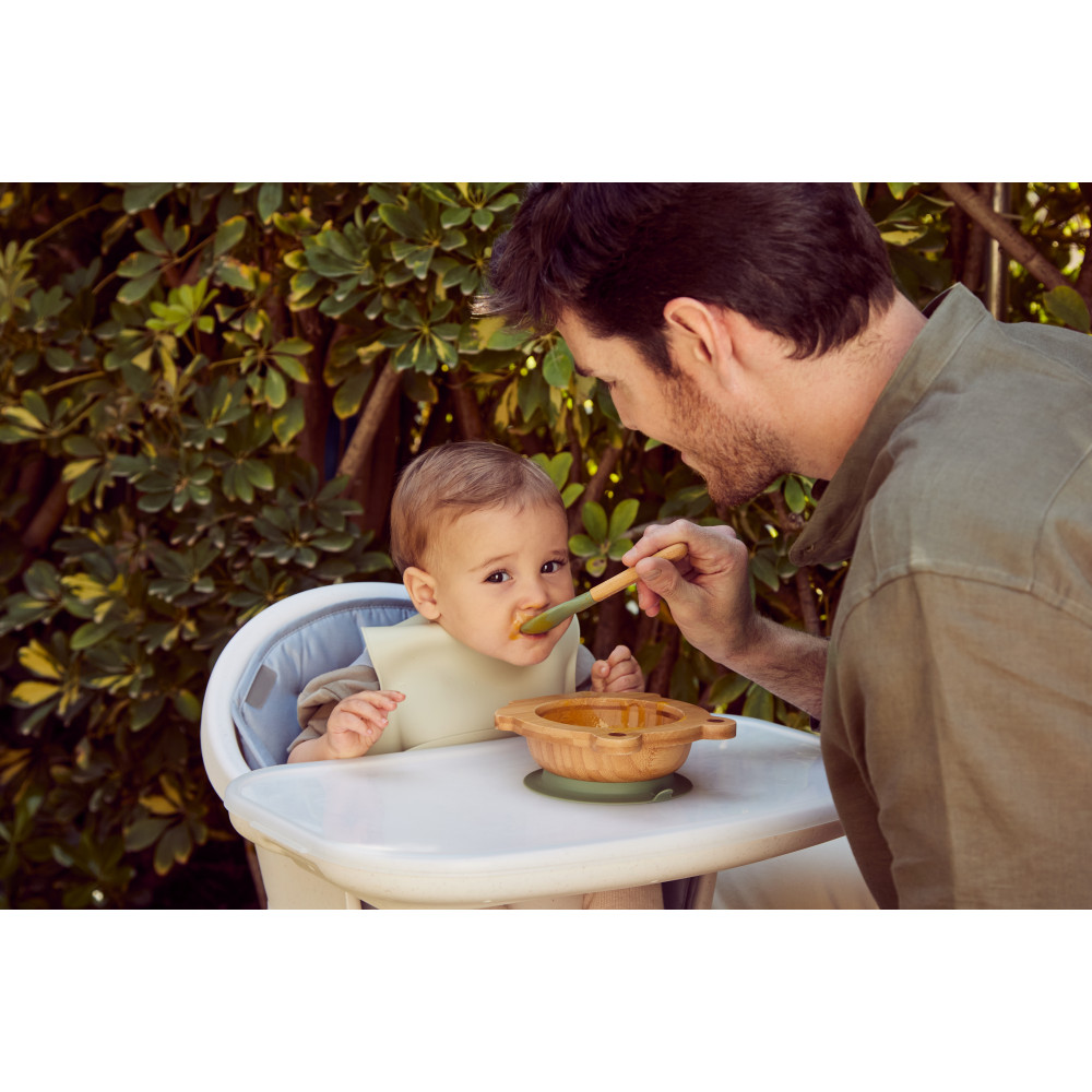 Miniland Wooden Bowl - дитяча бамбукова тарілка на присосці з ложкою • Frog