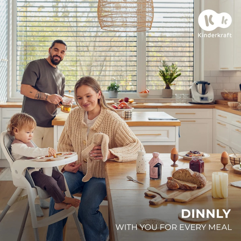 Kinderkraft Dinnly - дитячий стільчик для годування 2 в 1 • Grey (KHDINN00LGR0000)