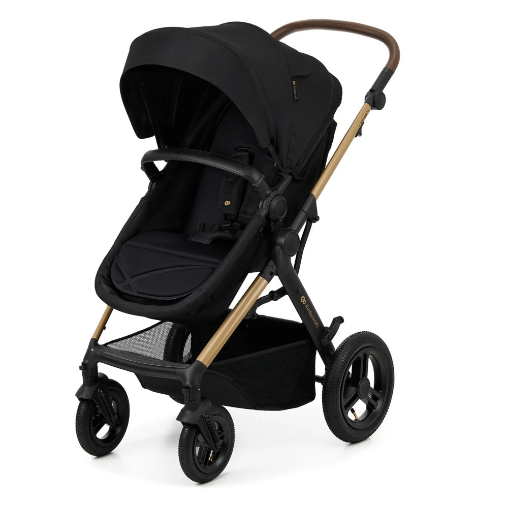 Kinderkraft Moov 2 Air - универсальная коляска 3 в 1 для путешествий, большие колеса, автокресло Mink Pro i-Size, портативная Bluetooth-колонка iDance Cuty Sealion 10W в подарок • Pure Black (KSMOOV02BLK0000)