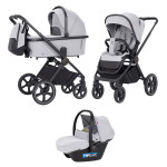 Carrello Ultimo CRL-6519 - дитяча коляска 3в1 з автокріслом для новонародженого (0 - 13 кг / 40 - 87 см), коляска з люлькою, регулювання висоти люльки та прогулянкового блоку, всесезонний візок • Arctic Grey