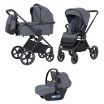 Carrello Ultimo CRL-6519 - дитяча коляска 3в1 з автокріслом для новонародженого (0 - 13 кг / 40 - 87 см), коляска з люлькою, регулювання висоти люльки та прогулянкового блоку, всесезонний візок • Cool Grey