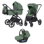 Carrello Ultimo CRL-6519 - дитяча коляска 3в1 з автокріслом для новонародженого (0 - 13 кг / 40 - 87 см), коляска з люлькою, регулювання висоти люльки та прогулянкового блоку, всесезонний візок • Fern Green