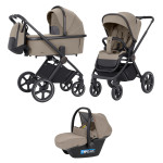 Carrello Ultimo CRL-6519 - дитяча коляска 3в1 з автокріслом для новонародженого (0 - 13 кг / 40 - 87 см), коляска з люлькою, регулювання висоти люльки та прогулянкового блоку, всесезонний візок • Pearl Beige