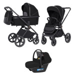 Carrello Ultimo CRL-6519 - дитяча коляска 3в1 з автокріслом для новонародженого (0 - 13 кг / 40 - 87 см), коляска з люлькою, регулювання висоти люльки та прогулянкового блоку, всесезонний візок • Sable Black