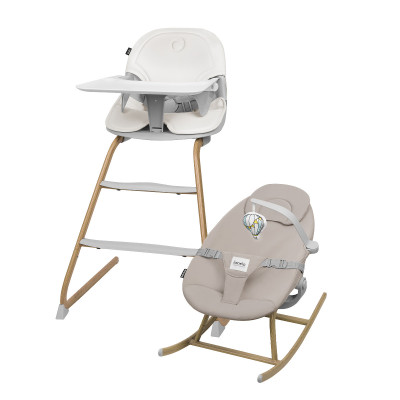 Lionelo Dalia Set - набор 4 в 1: шезлонг-качалка и стульчик для кормления • Grey Stone Natural