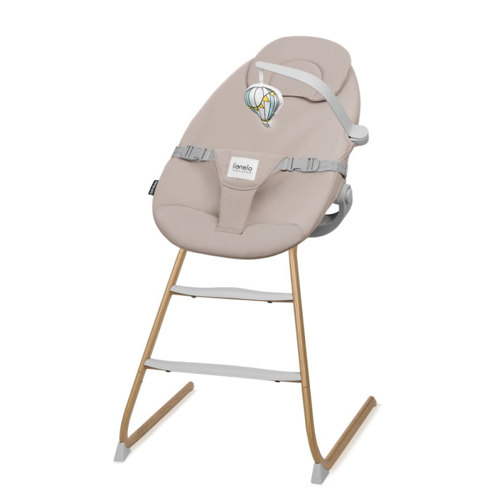 Lionelo Dalia Set - набор шезлонг-качалка для новорожденного и стульчик для кормления, функциональность 4 в 1, легкая трансформация • Grey Stone Natural