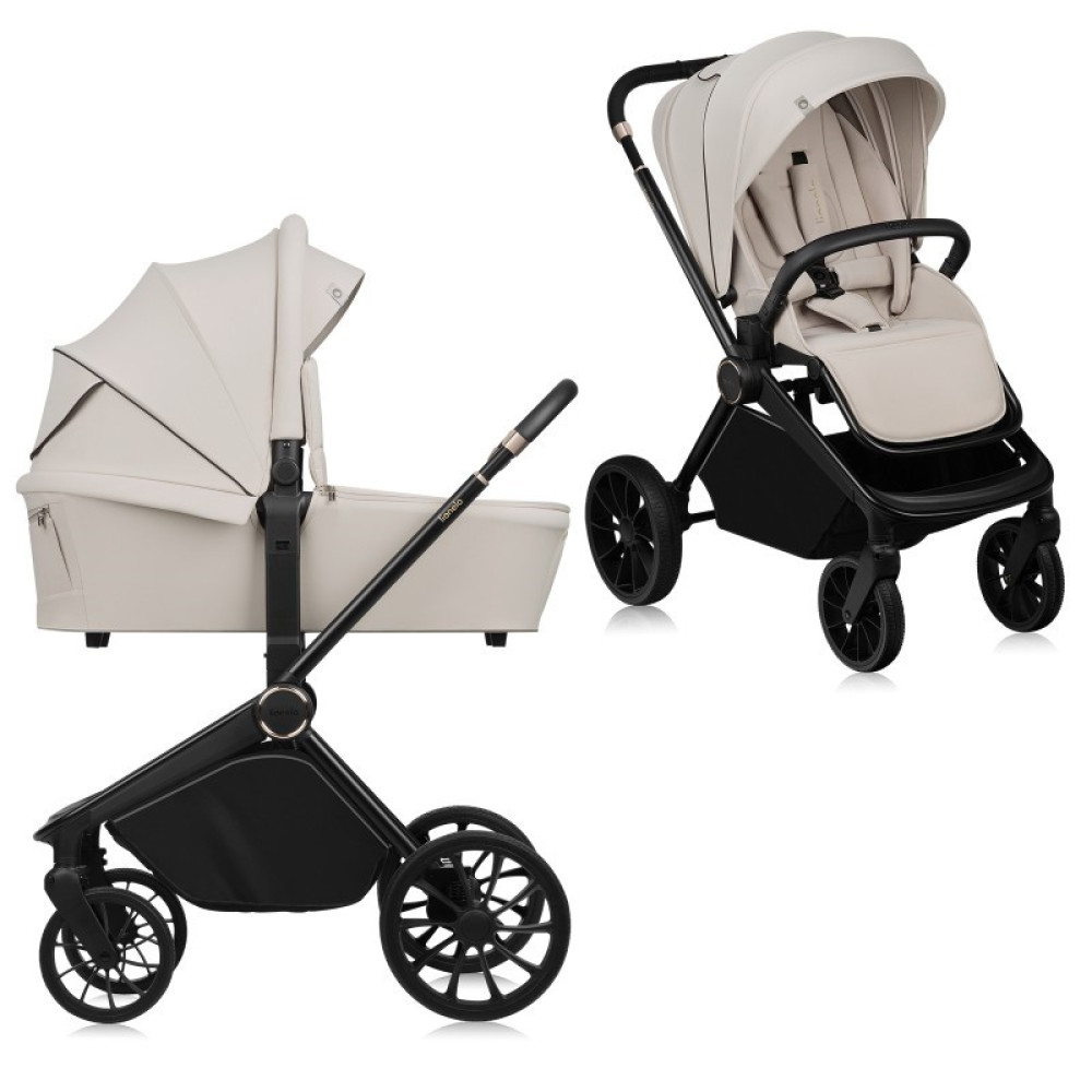 Lionelo Mika Plus - дитяча коляска 2 в 1, всесезонний візочок з люлькою для новонароджених, швидке складання • Beige Sand