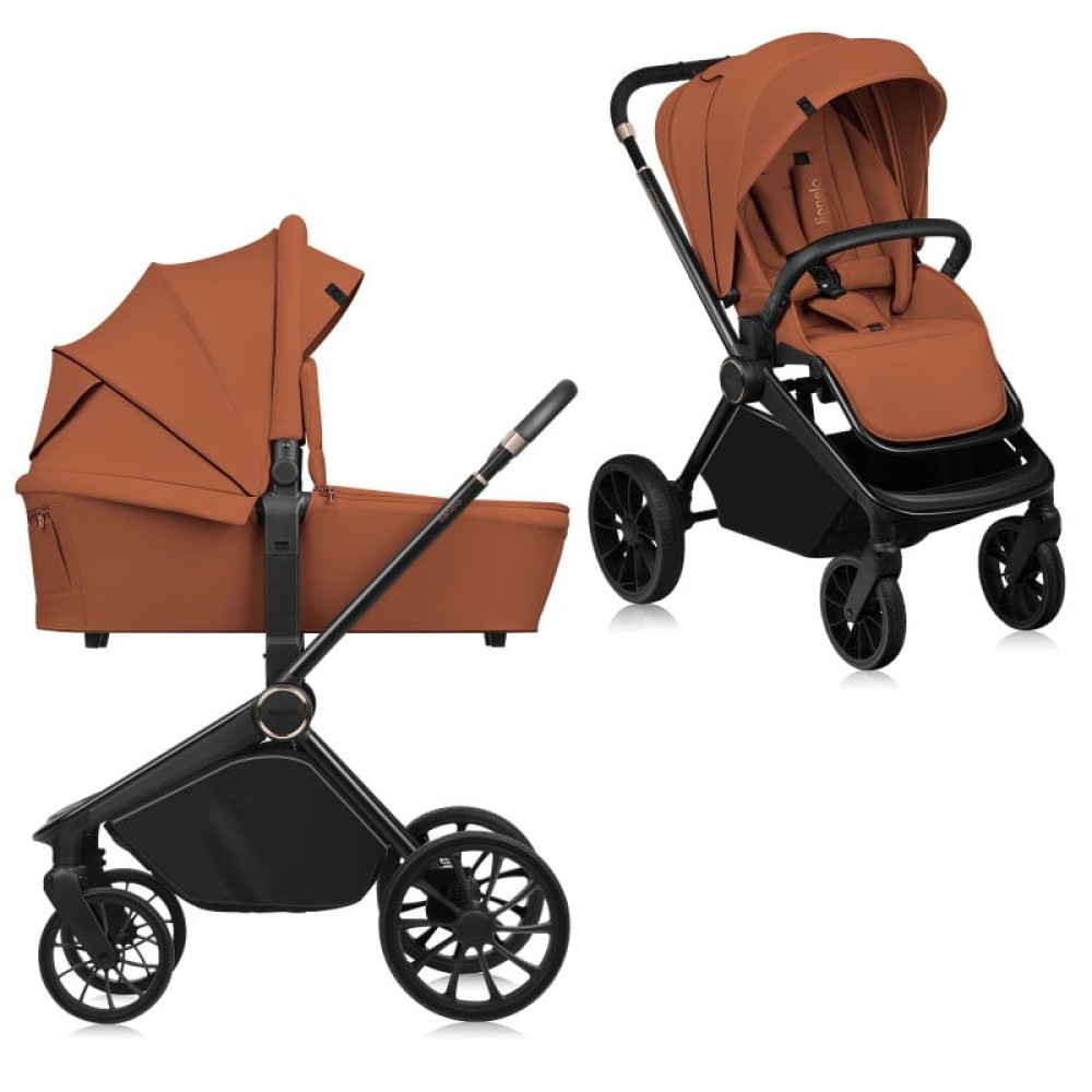 Lionelo Mika Plus - дитяча коляска 2 в 1, всесезонний візочок з люлькою для новонароджених, швидке складання • Brown Rust