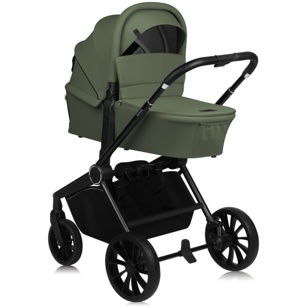Lionelo Mika Plus - детская коляска 2 в 1,  всесезонная коляска с люлькой для новорожденных, быстрое складывание • Green Olive