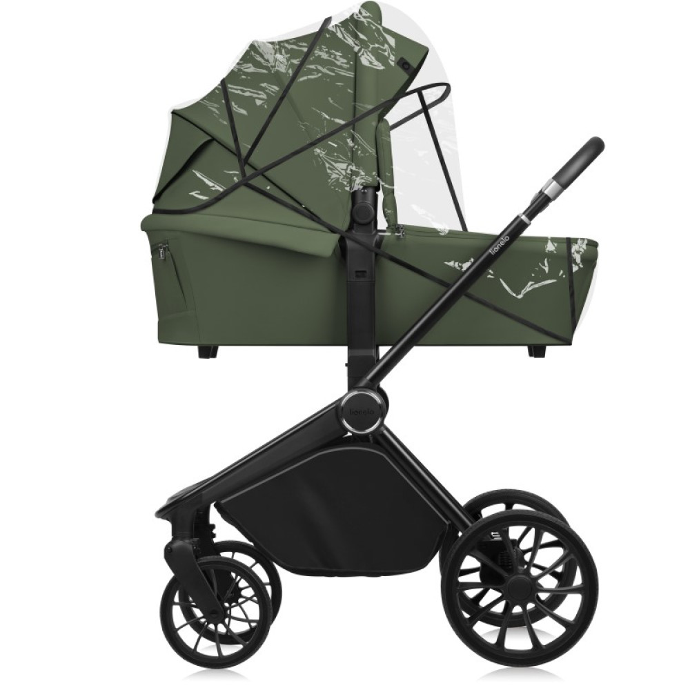 Lionelo Mika Plus - детская коляска 2 в 1,  всесезонная коляска с люлькой для новорожденных, быстрое складывание • Green Olive