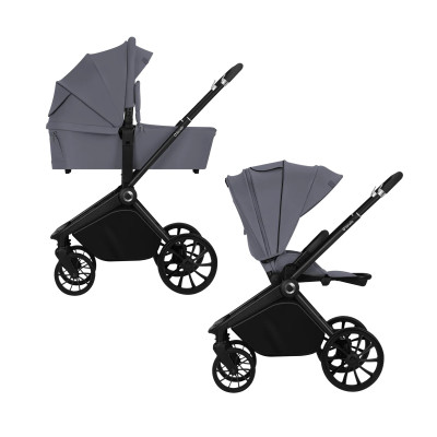 Lionelo Mika Plus 2в1 - детская коляска 2 в 1, универсальная коляска, быстрое складывание • Grey Stone