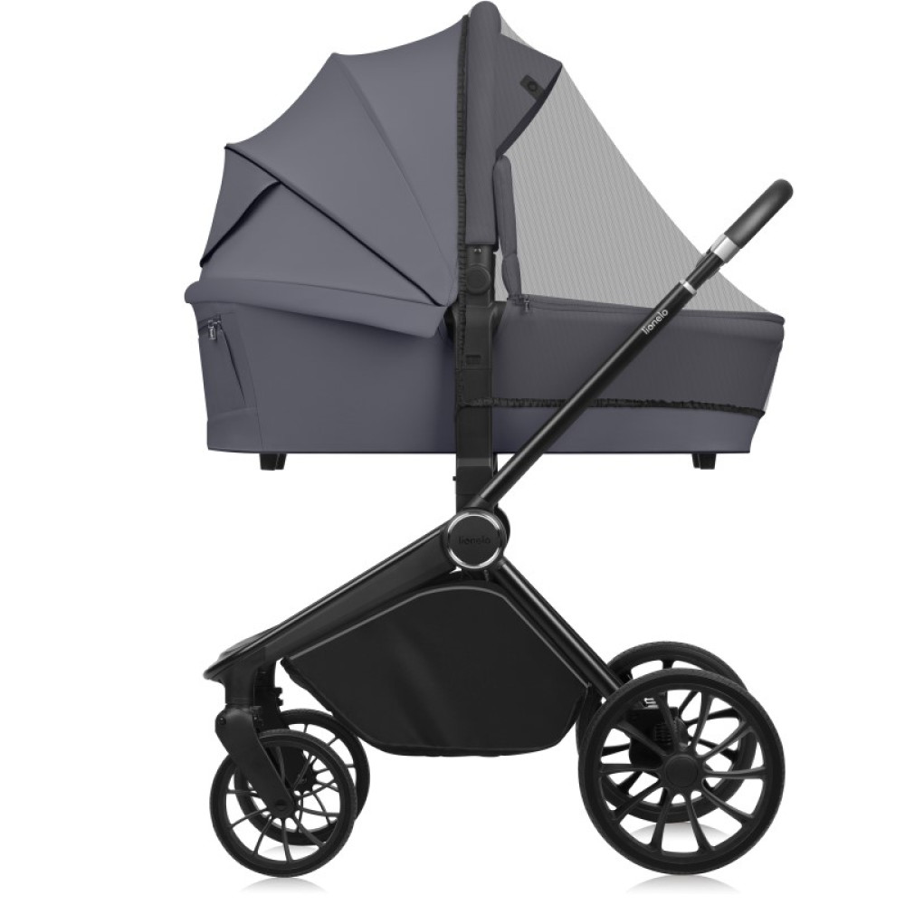 Lionelo Mika Plus - детская коляска 2 в 1,  всесезонная коляска с люлькой для новорожденных, быстрое складывание • Grey Stone