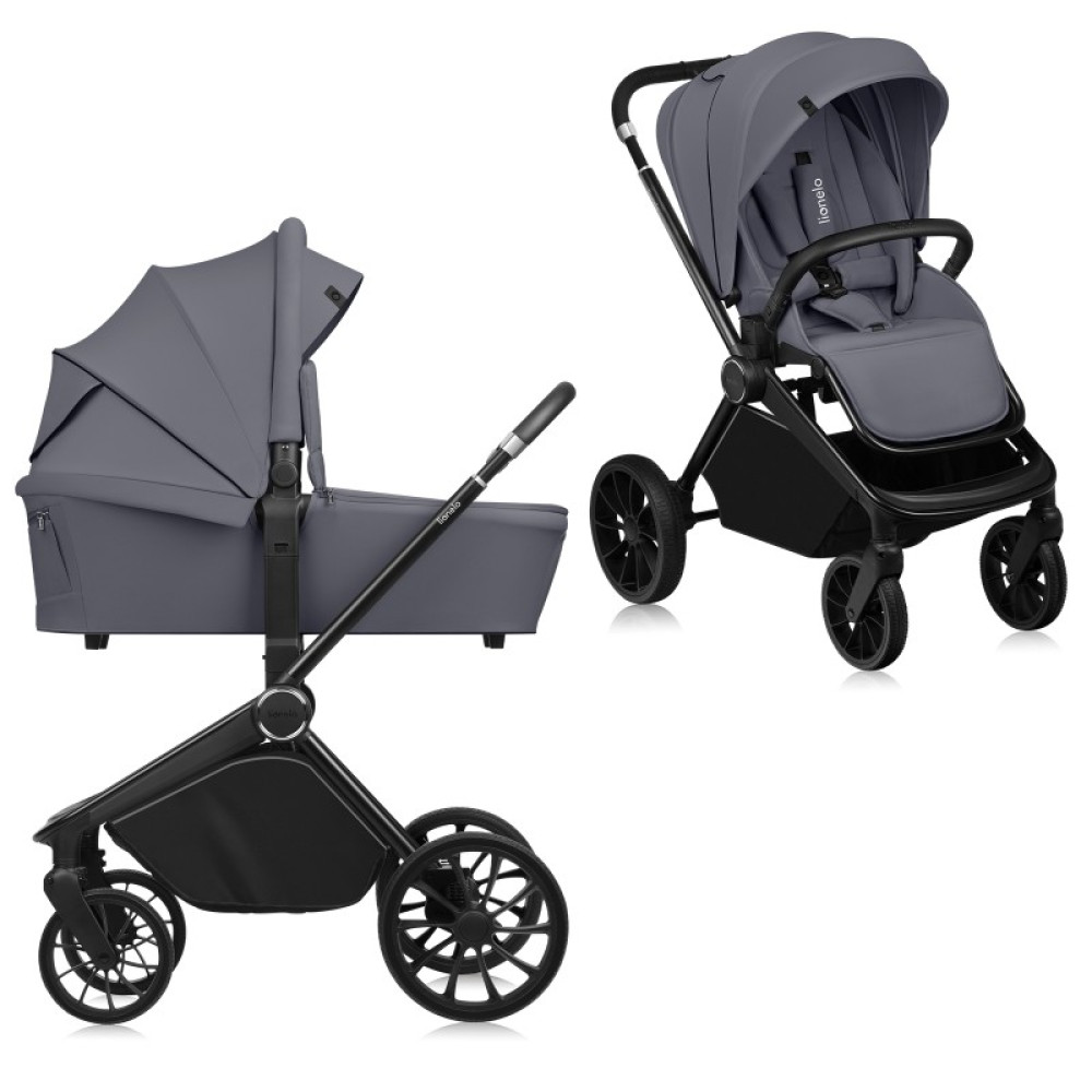Lionelo Mika Plus - детская коляска 2 в 1,  всесезонная коляска с люлькой для новорожденных, быстрое складывание • Grey Stone